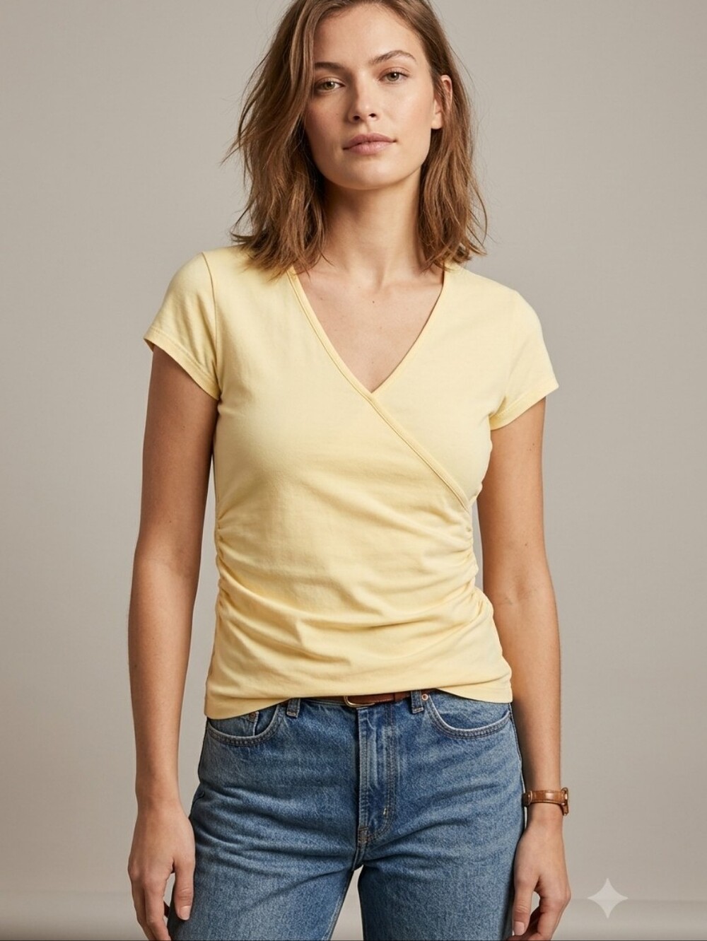 Nautica Vintage Women's Size Small Butter Yellow Cotton Shirt